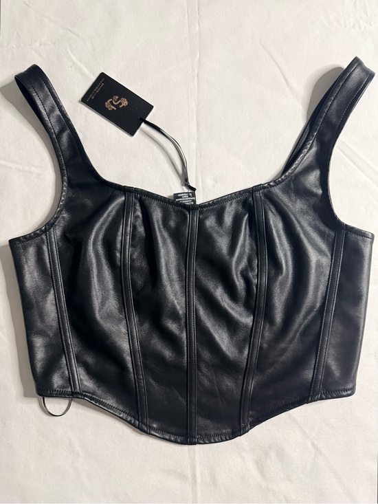 Sincerly Jules Tops - Sincerely Jules Black Faux Leather Corset Crop Top